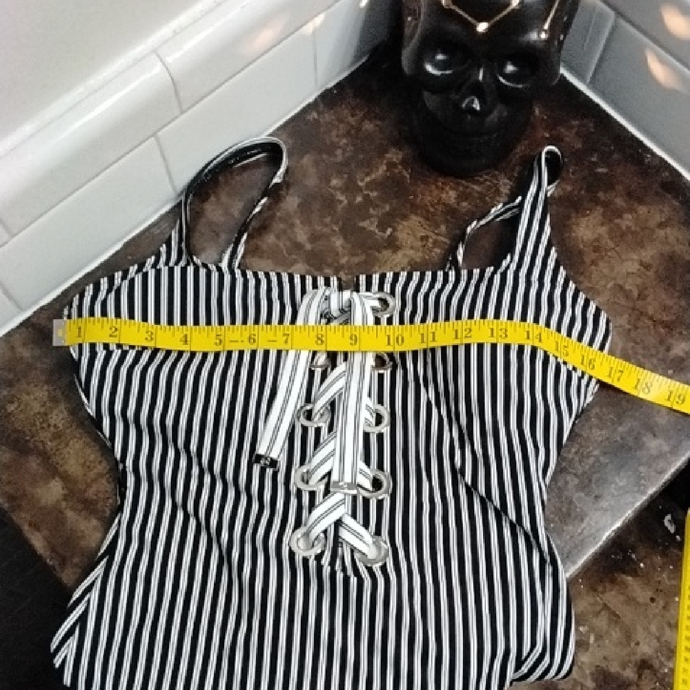 MICHAEL Michael Kors Black and White Striped One Piece - Picture 7 of 8